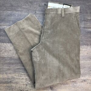 Berle Men's 38X30.5 Flat Front Corduroy Pants Brown Straight Cut 25004 NEW